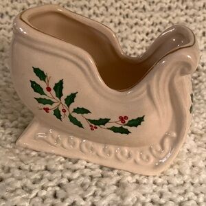 Lenox Holiday Holly and Berries sleigh candy dish.